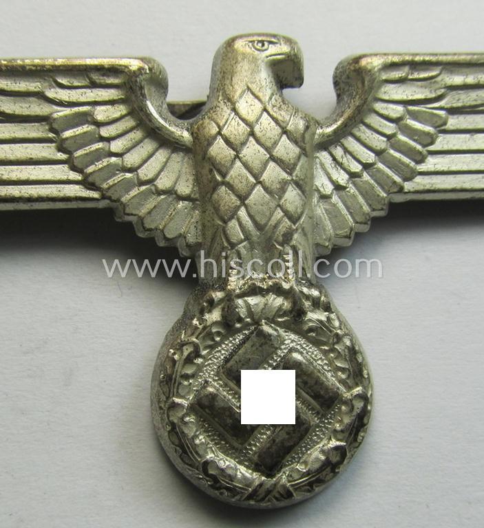 Attractive - bright-silver-coloured- and/or: 'Buntmetall'-based (political-style) visor- (ie. 'Schirmmützen'-) cap-eagle being a detailed example that is neatly: 'RzM' and/or 'M4/72' marked on its back