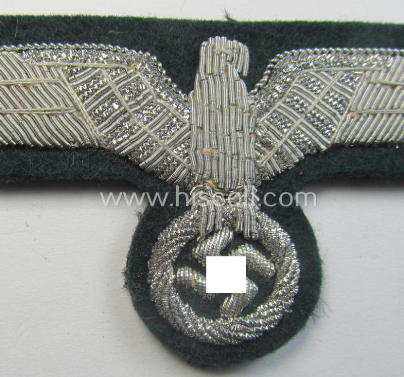 Superb - and never used! - WH (Heeres) officers'-type, hand-embroidered breast-eagle (ie. 'Brustadler für Offiziere') as was executed in bright-silverish-coloured braid as was intended for usage on the various officers'-pattern tunics