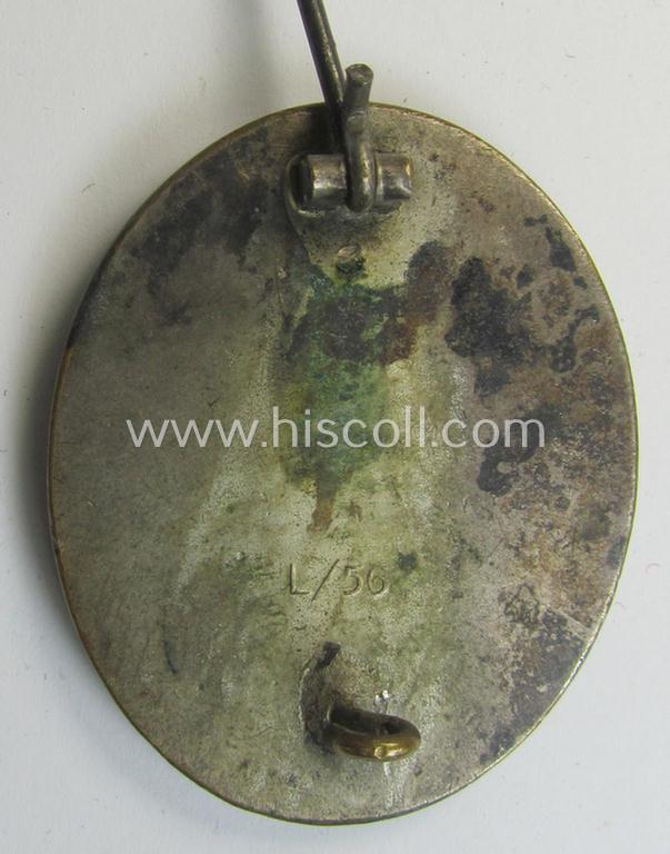 Superb, maker- (ie. 'L/56'-) marked example of a silver-class wound-badge (or: 'Verwundeten-Abzeichen in Silber') being a desirable example that was produced by the maker (ie. 'Hersteller') named: 'Funcke & Brüninghaus'