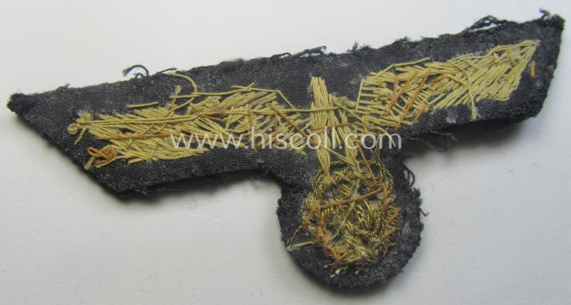 Clearly tunic-removed, WH (Kriegsmarine) officers'-type, hand-embroidered breast-eagle
