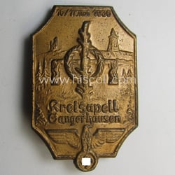 Commemorative, golden-bronze-toned N.S.D.A.P.-related day-badge (ie. 'tinnie') as issued...
