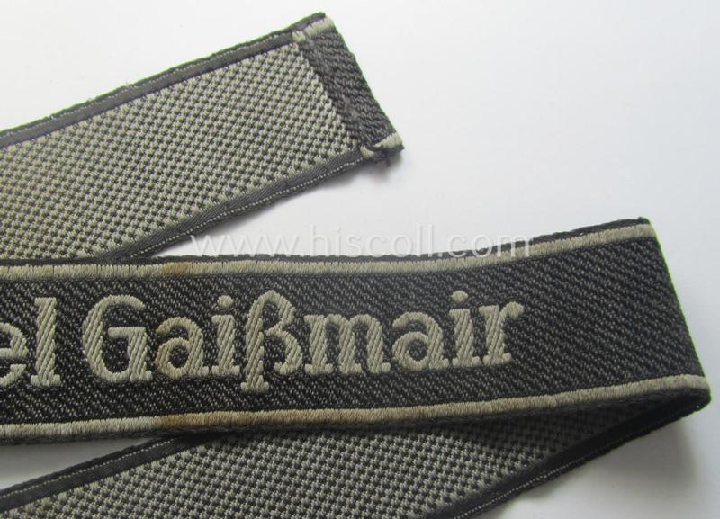 Minimally used and/or worn, Waffen-SS cuff-title (ie. 'Ärmelstreifen') as executed in neat 'BeVo'-weave pattern as intended for a member serving within the: 'SS-Geb.Jäger-Regiment 12' - "Michael Gaißmair"