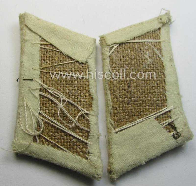 Pair of WH (Heeres) officers'-type, so-called: 'Waffenrock'- (ie. dress-) collar-tabs (ie. 'Kragenspiegel') as piped in the white branchcolour as was intended for usage by an: 'Offizier eines Infanterie-Regiments'