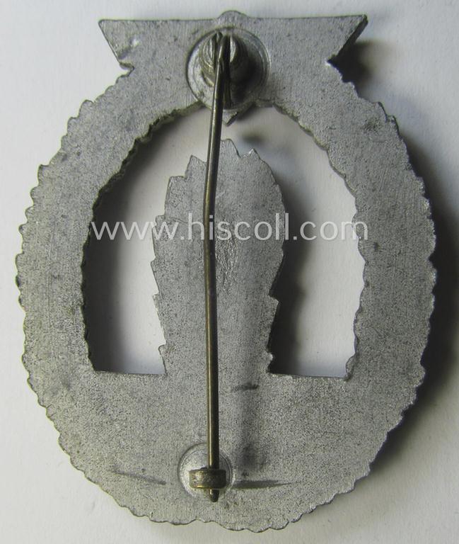 WH (KM) 'Kriegsabzeichen für Minensuch-, U-Boot-Jagd und Sicherungs-Verbände' (being a non-maker-marked, 'Feinzink'-based example as was I deem produced by the: 'Adolf Scholze'-company)