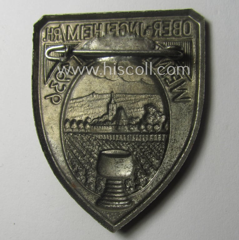 Commemorative, reddish-bronze-toned day-badge (ie. 'tinnie') as issued to commemorate the: 'Weinfest 1936 - Ober-Ingelheim/Rh.'