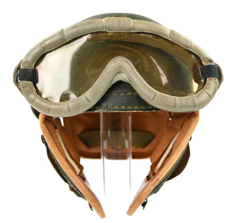 US WW2 Tanker Helmet by Wilson Athletic Goods with Polaroid Goggles