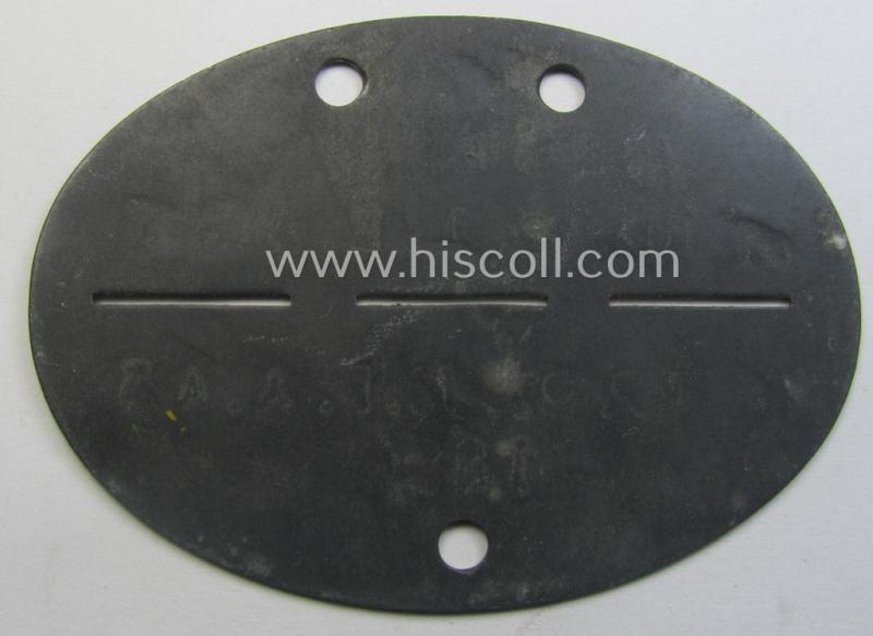 Zinc-based, WH (Heeres) 'Panzerjäger o. Aufklärungs'-related ID-disc bearing the clearly stamped unit-designation that reads: 'St.Kp.Pz.JG.E.A.A.3' and that comes as issued and/or worn