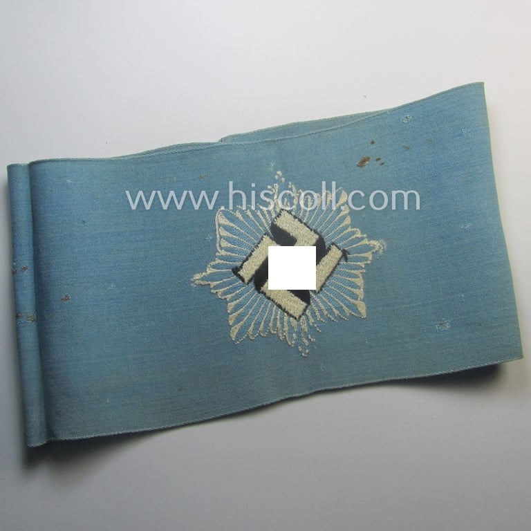 Light-blue-coloured and neatly 'BeVo'-woven, so-called: RLB (or: 'Reichsluftschutzbund') 'Amtsträger'-armband depicting the typical 'RLB'-logo (without lettering)