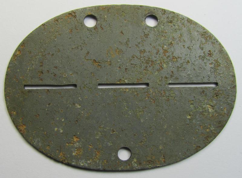 Neat - and fairly unusually found! - RAD (ie. 'Reichsarbeitsdienst') ID-disc being a typical greyish-coloured and zinc-based example bearing the stamped text ie. unit-designation that reads: 'RAD 4/86/3530 M48'