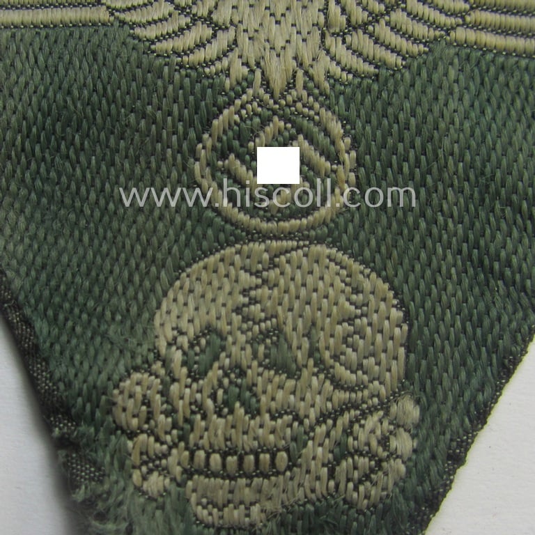 Truly used and worn, Waffen-SS field-grey-coloured ‘M43’-pattern cap-trapezoid as executed in 'BeVo'-weave-pattern as was specifically intended for usage on the 'M43'-model field-caps (ie. 'Einheitsfeldmützen')