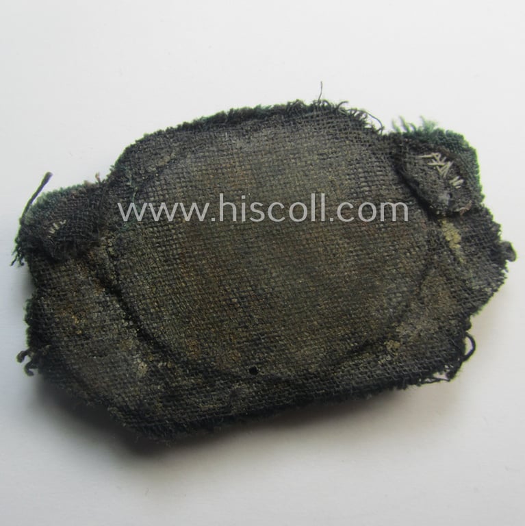 WH (Heeres) officers'-type, (entirely) hand-embroidered cap-cocarde (ie: 'Kokarde für Schirmmütze') that comes in an overall very nice - (I deem clearly used- ie. once-visor-cap-attached-), condition