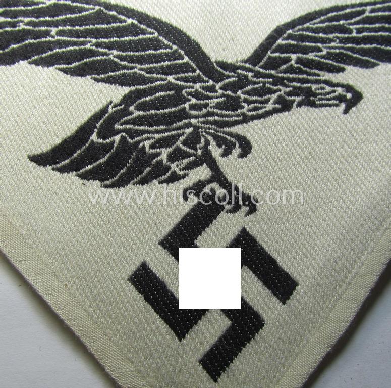 Attractive - and fairly large-sized! - example of a (typical) linnen-based WH 'Luftwaffe'-related sport-shirt badge (ie. 'Brustadler für Sportanzug') as was executed in the neat 'BeVo-weave pattern