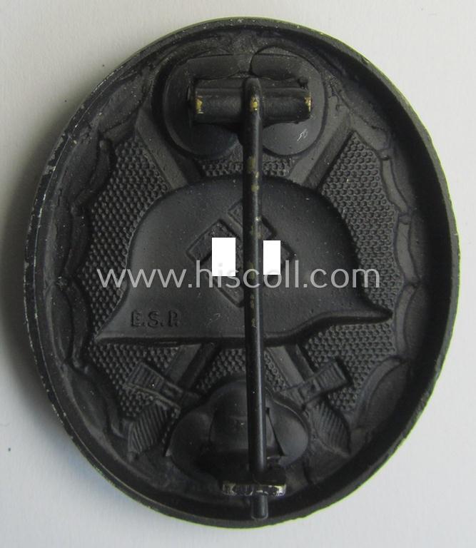 Superb - and clearly maker- (ie. 'E.S.P.'-) marked! - example of a black-class wound-badge (or: 'Verwundeten-Abzeichen in Schwarz') as being produced by the (unusually seen!) maker (ie. 'Hersteller'): 'Eugen Schmidthausser' (ie. 'E.S.P.')