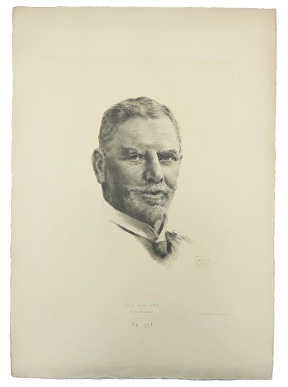 German Portrait Print/Litho of Admiral Graf von Spee by K.J.Böhringer