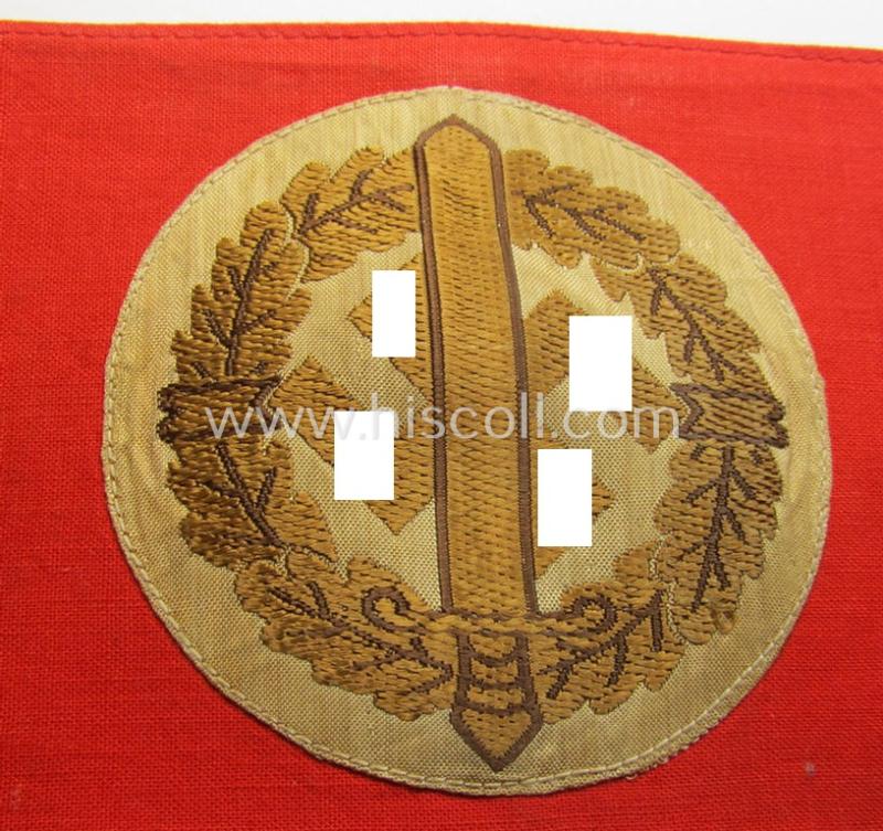 Attractive, linnen-based armband (ie. 'Armbinde') as was intended for usage by the staff of the: 'SA-Wehrmannschaften' (being a hardly used example that still shows its period-attached so-called: 'RzM'-etiket)