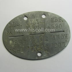 Neat, 'Feinzink'-based WH (Heeres) ID-disc (ie. 'Erkennungsmarke') bearing...