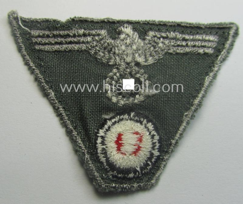 Later-war- (ie. 'last-ditch'-) pattern WH (Heeres): 'M43-pattern') cap-eagle/cocarde (ie. cap-trapezoid) for the: 'M-43'-model field-caps (ie. 'Einheitsfeldmützen')