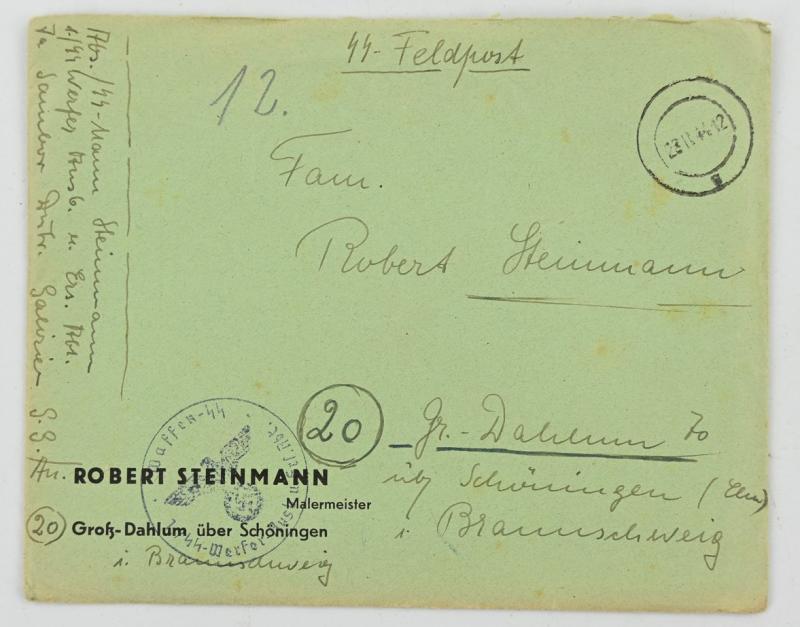 German Waffen-SS Feldpost Letter with Envelop
