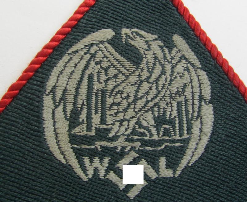 Attractive - and scarcely found! - EM- (ie. NCO-) pattern 'Reichsluftschutzbund' (ie. 'RLB'-) service-armbadge as executed in the neat 'BeVo'-weave-pattern as was specifically intended for usage by the: 'RLB-Werkluftschutz Sachsen'