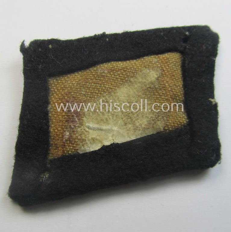 Superb - rarely encountered and neatly hand-embroidered! - 'Waffen-SS' officers'- (ie. NCO-) pattern 'runes'-collar-tab (ie. 'Kragenspiegel für Unterführer der Waffen-SS') that comes in a wonderful- (ie. carefully tunic-removed!), condition