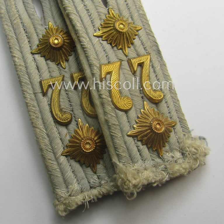Pair of neatly 'cyphered', WH (Heeres) officers'-type shoulderboards as was intended for - and clearly worn by! - a: 'Hauptmann des Infanterie-Rgts. 77'