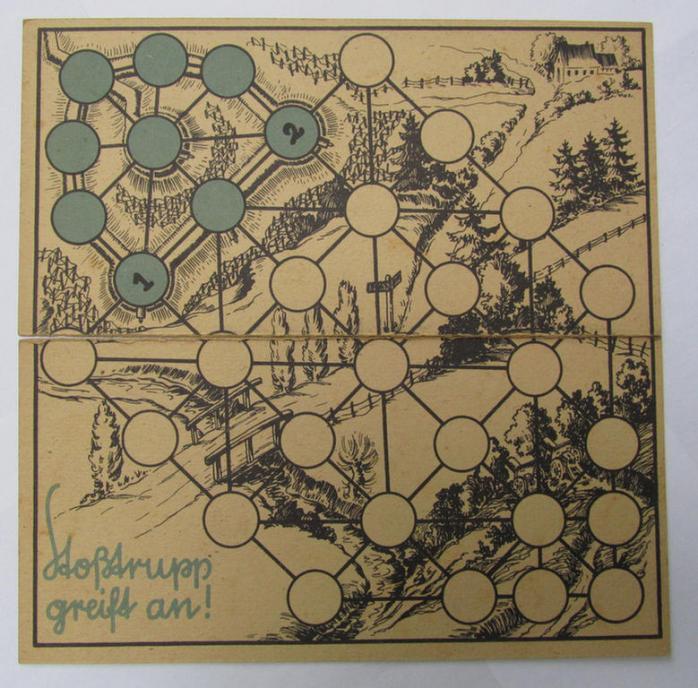 Neat - and most certainly unusual! - WH 'Feldpost' game-box (simply entitled: 'Spiel mit'), containing 2 carton-based boards and various accompanying- (and also carton-based-) accessories