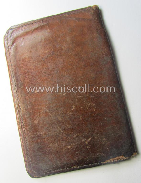 Period, WH (Heeres o. KM) light-brown-coloured- and/or genuine-leather-based protective ID-document-cover (ie. 'Hülle') as was intended for storage of a: 'Truppen-Ausweis' (or troops identity-document)