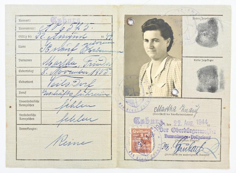 German Third Reich I.D. Card