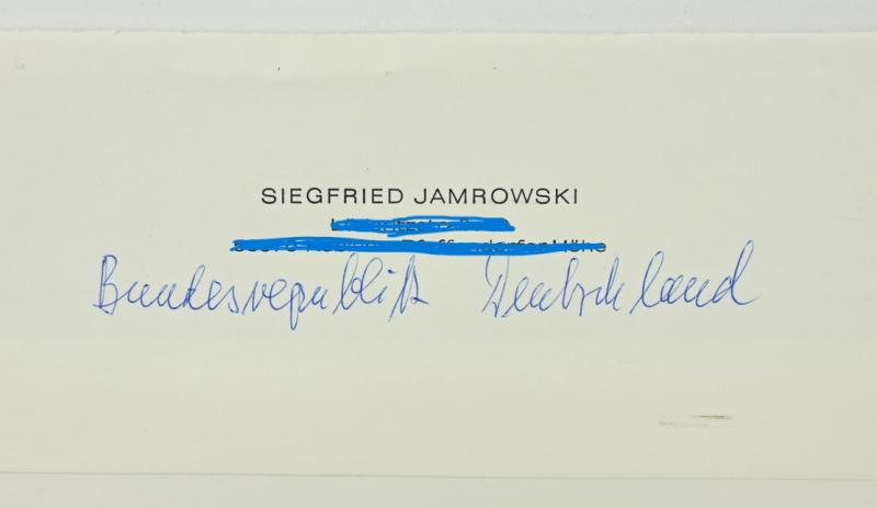 Signature of Luftwaffe KC Recipient 'Siegfried Jamrowski'