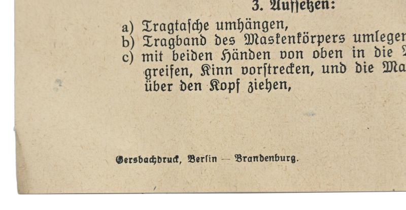 German WH DM1 Gasmask User Manual