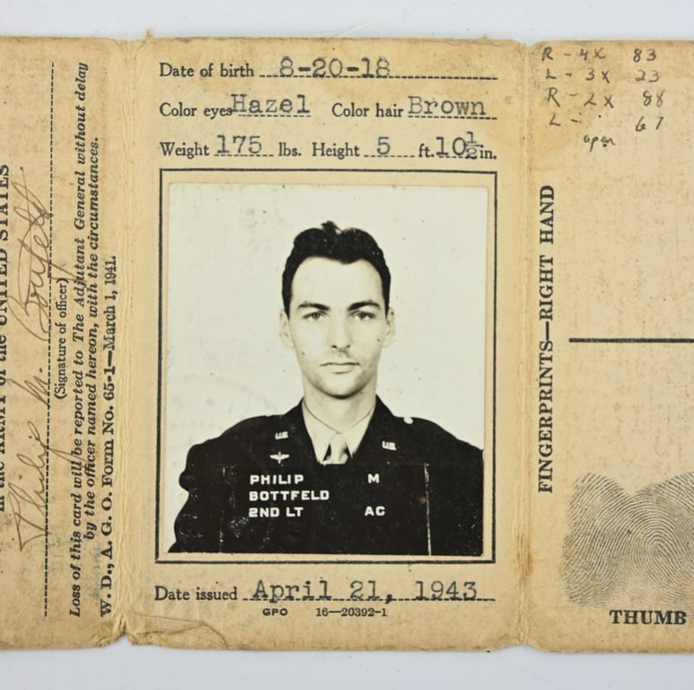 US WW2 Army Enlistement Card
