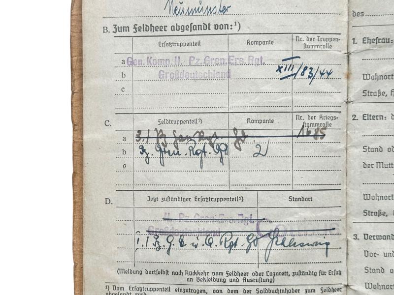 "Grossdeutschland'' Soldbuch -Heinz Mader-