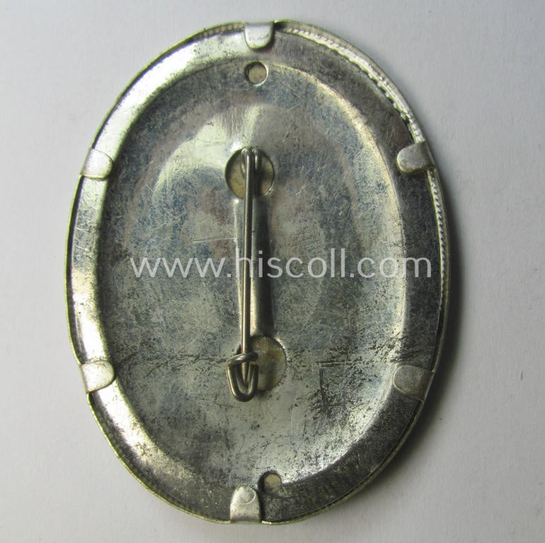 Commemorative - tin- (ie. linnen-) based, WWI-veteran-related day-badge ie. 'tinnie' depicting the 'Kyfhäuser'-monument and text: 'Verkehrstruppentag - 25 Jahre Kriegerkameradschaft Verkehrstruppen - Chemnitz - 29.-30.10.1938'