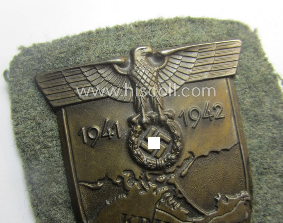 Moderately used- and/or carefully tunic-removed, WH (Heeres o. Waffen-SS) 'Krim'-campaign-shield