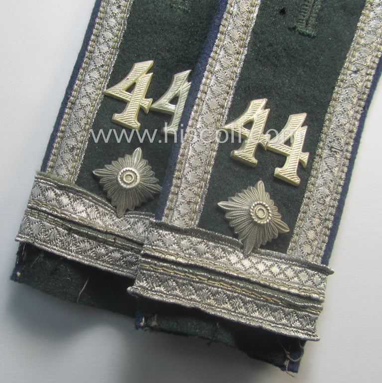 Pair of WH (Heeres) 'cyphered', 'M40'-pattern ('cut-off a tunic' and 'standard-issued'!) NCO-type shoulderstraps: 'Feldwebel u. Offiziers-Anwärter der Sanitäts-Trpn.' (part of the '44. Inf.Div.')
