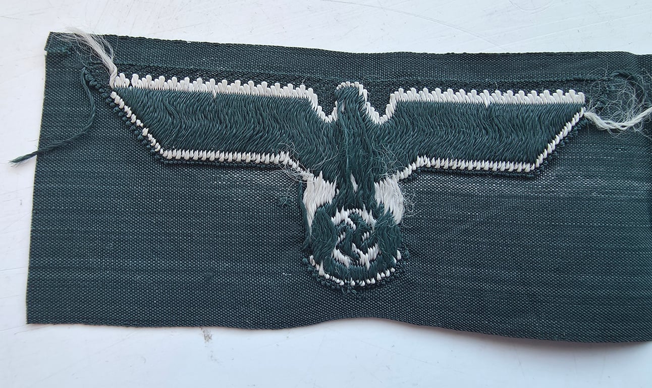 WH (Heeres)M36 pattern side cap eagles as executed in BeVo' weave pattern - on a strip of three