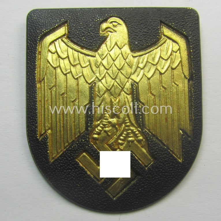 Pair of regrettably incomplete, WH (Kriegsmarine) tropical, aluminium-based eagle-'pith-helmet'-shields