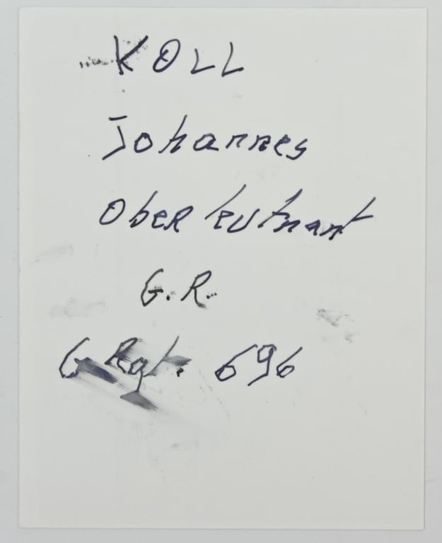 Signature of Wehrmacht Heer KC Recipient 'Johannes Koll'