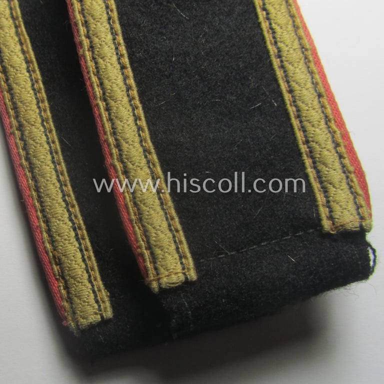 Superb - and fully matching! - pair of Waffen-SS (ie. 'SS-Panzer') NCO-type shoulderstraps (as was amongst others used on the black-coloured 'wrap-around'-tunics) as was intended for usage by an: 'Unterscharführer der SS-Panzer-Trpn.'