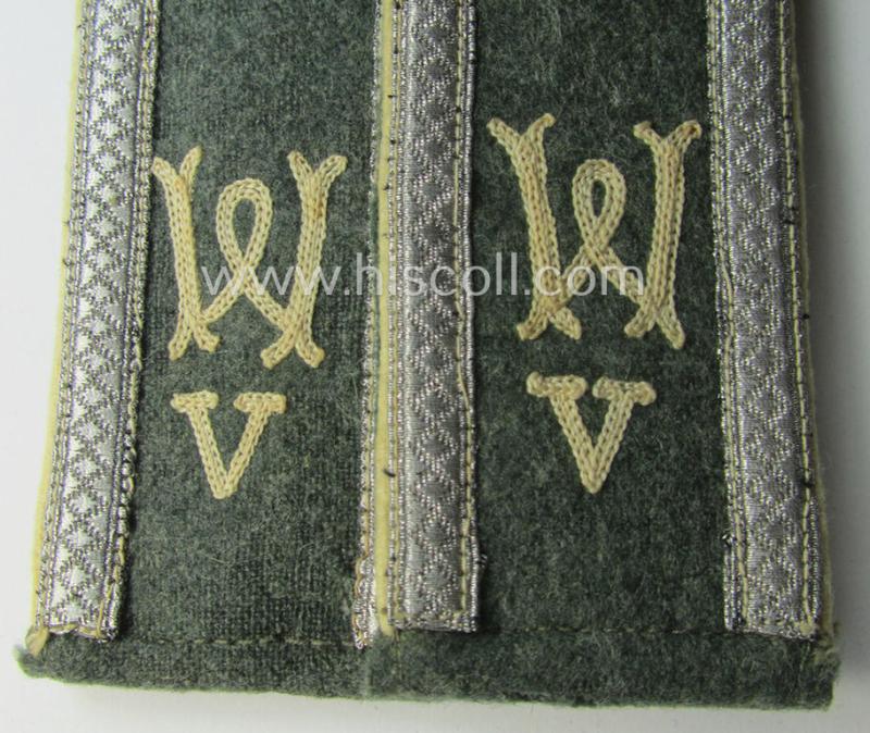Pair of early- (ie. mid-) war-period WH (Heeres), 'M40'-pattern (rounded-styled and neatly 'cyphered') NCO-type shoulderstraps as was intended for an: 'Uffz. des Wehr-Ersatzdienstelle im Wehrkreises V'