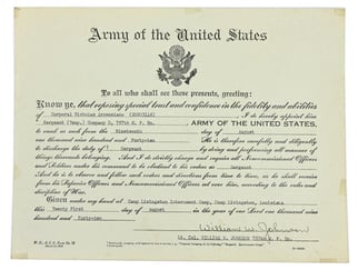 US WW2 Certificate of Promotion 797th MP Battalion