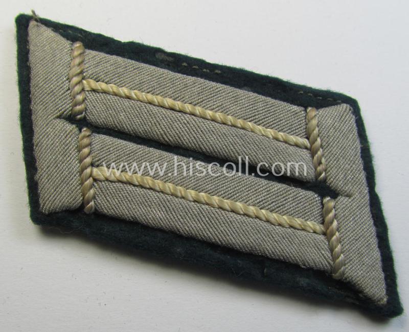 Fully matching - and moderately worn - pair of WH (Heeres) collar-tabs (ie. 'Kragenspiegel für Offiziere') as piped in the desirable white- (ie. 'weisser'-) coloured branchcolour as was intended for an: 'Offizier eines Infanterie-Rgts.'