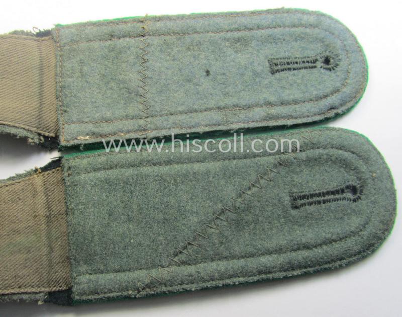 Pair of WH (Heeres) NCO-type (ie. 'M36- o. M40'-pattern- and/or 'rounded styled-') neatly 'cyphered' shoulderstraps as was intended for usage by an: 'Uffz. des Gebirgsjäger-Regiments 140'