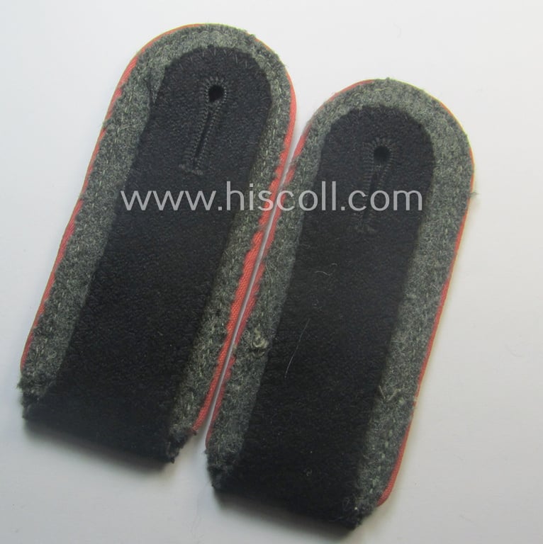 Superb - and fully matching! - pair of Waffen-SS (ie. 'SS-Panzer') EM-type shoulderstraps (as was amongst others used on the black-coloured 'wrap-around'-tunics) as was intended for usage by a: 'Soldat der SS-Panzer-Trpn.'