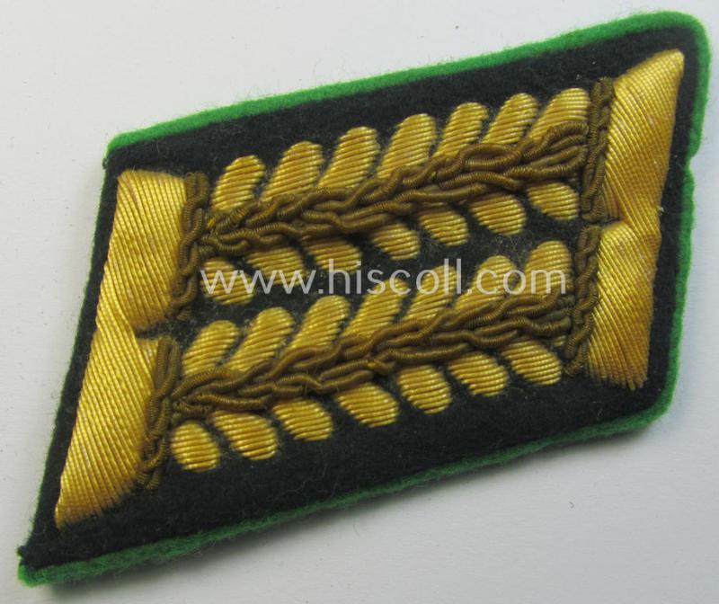 Superb - and fully matching and/or scarcely encountered! - pair of WH (Heeres) hand-embroidered, high-ranked officers'-type collar-patches as was intended for - and with certainty worn by! - a: 'Wehrmachtsbeamte des höheren Dienstes'