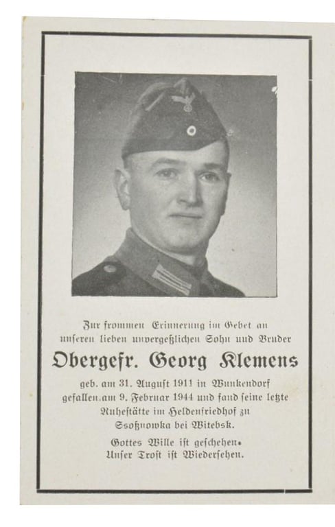 German WH Rememberance Deathcard Two Brothers