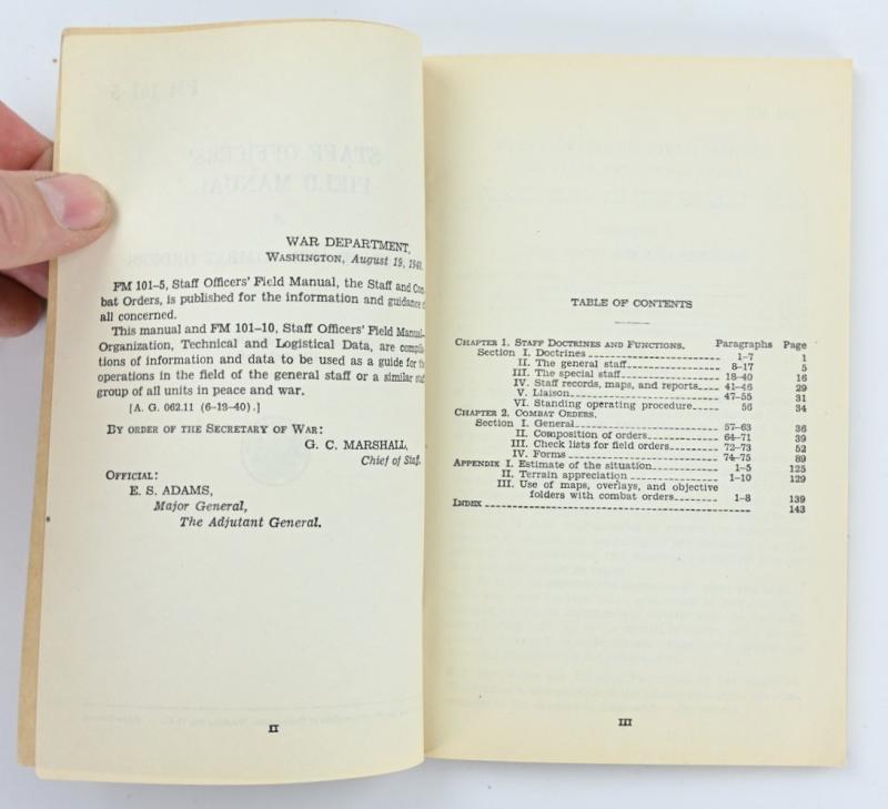 US WW2 Staff Officer Field Manual FM 101-5
