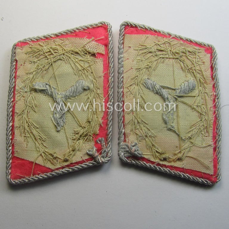 Fully matching - and actually scarcely encountered! - pair of WH (Luftwaffe) collar-tabs (ie. 'Kragenspiegel') as was intended for usage by a: 'Flieger-Oberststabsingenieur' (being a rank similar to: 'Oberstleutnant')