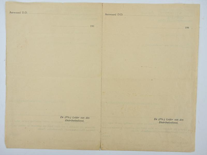 Dutch WW2 Distribution Office Paper Zwolle 1944