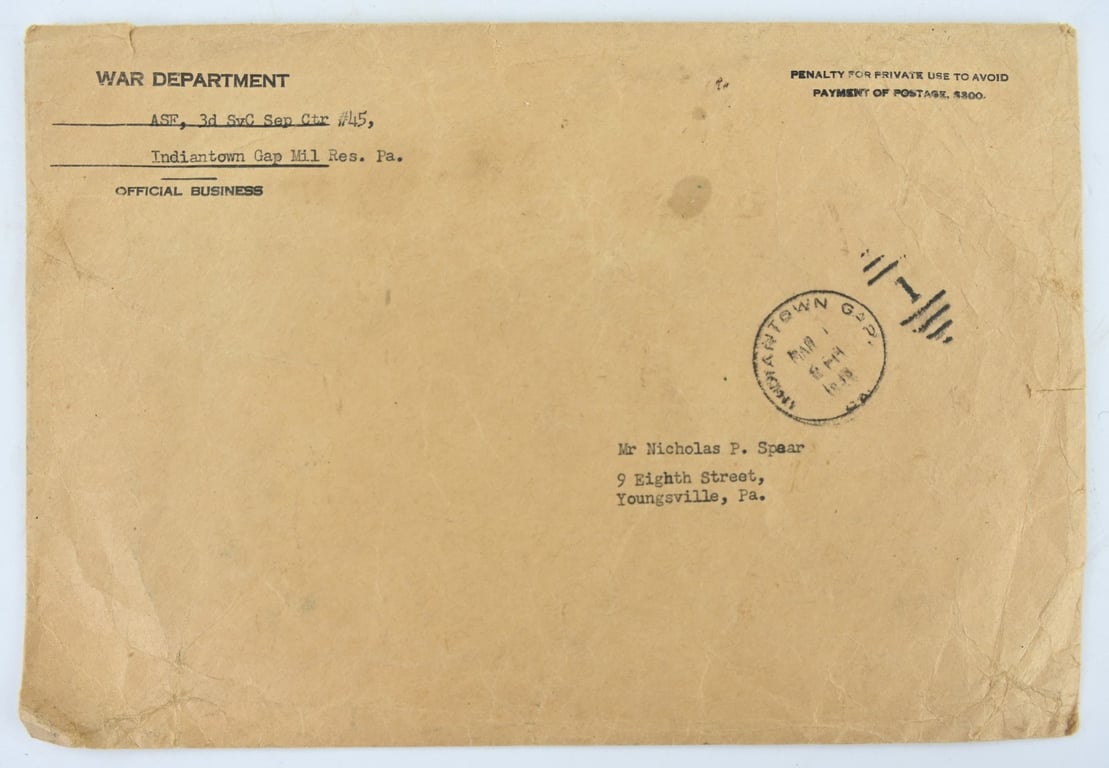 US WW2 Purple Heart In Case 'Nicolas P. Spear' with letter